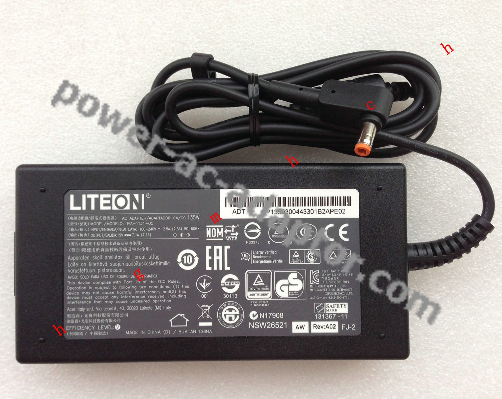 19V 7.1A 135W Acer PA-1131-05 PA-1131-08 Ac Adapter charger