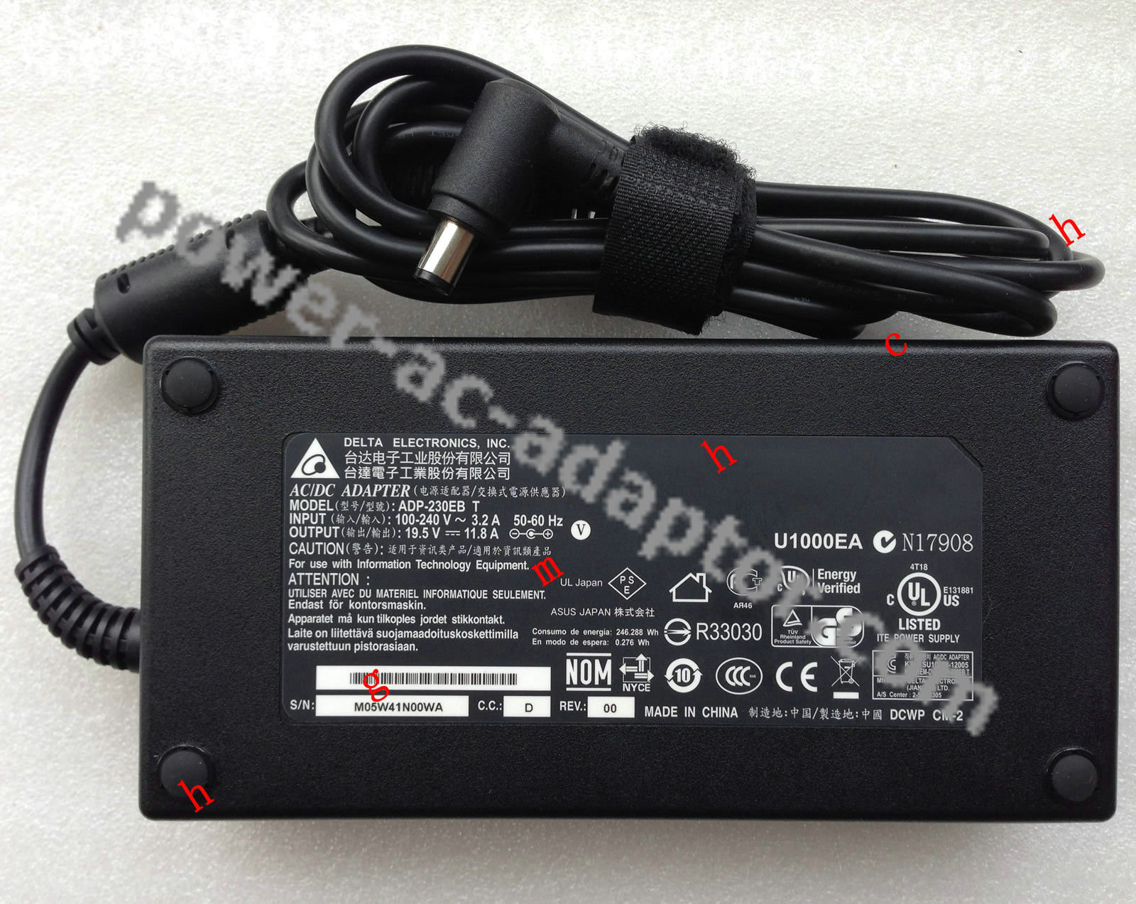Delta 230W AC Adapter for ASUS ROG G750JZ-QB71-CB Gaming Laptop