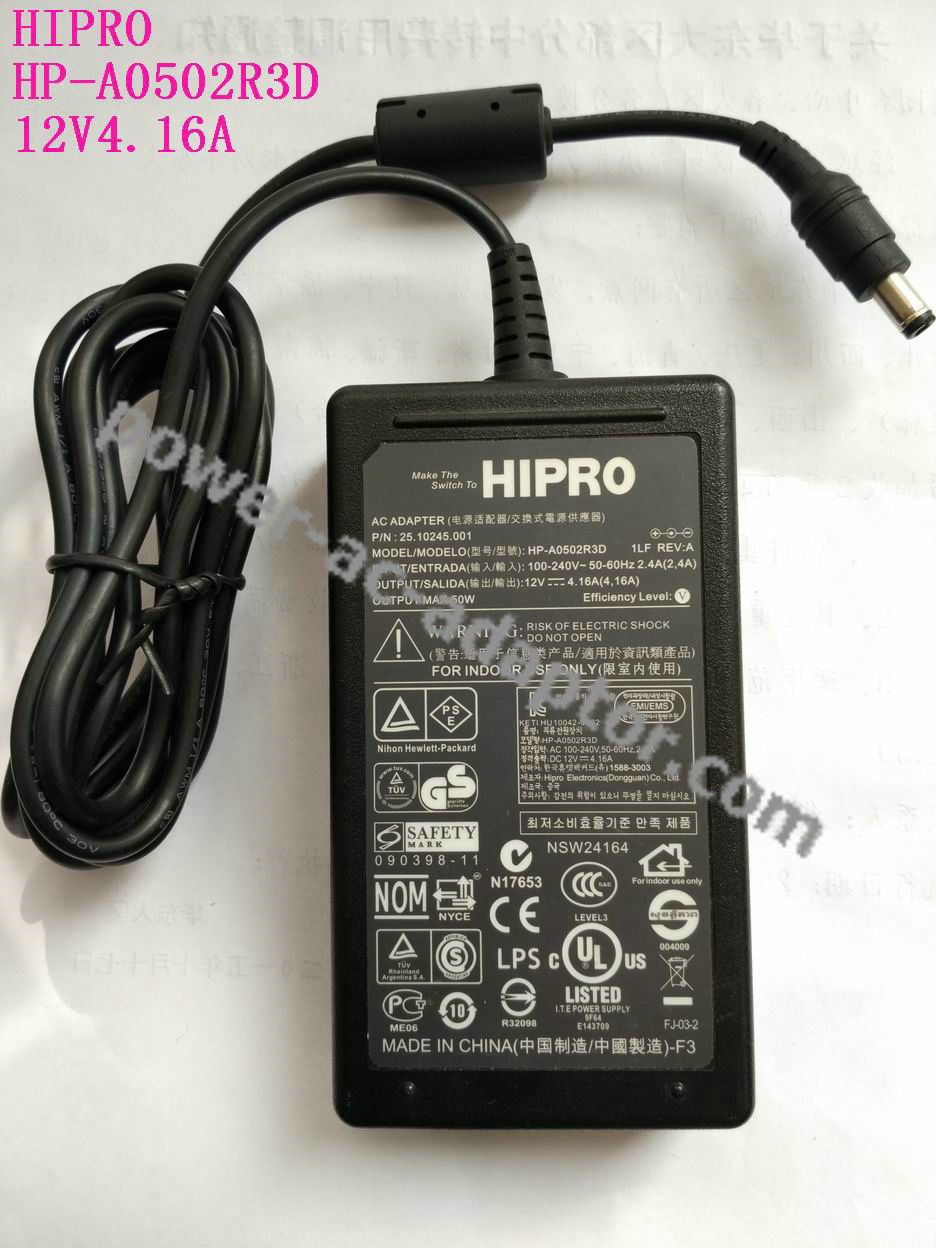 12V 4.16A Hipro HP-A0502R3D 25.10245.00 AC Power Adapter Charger