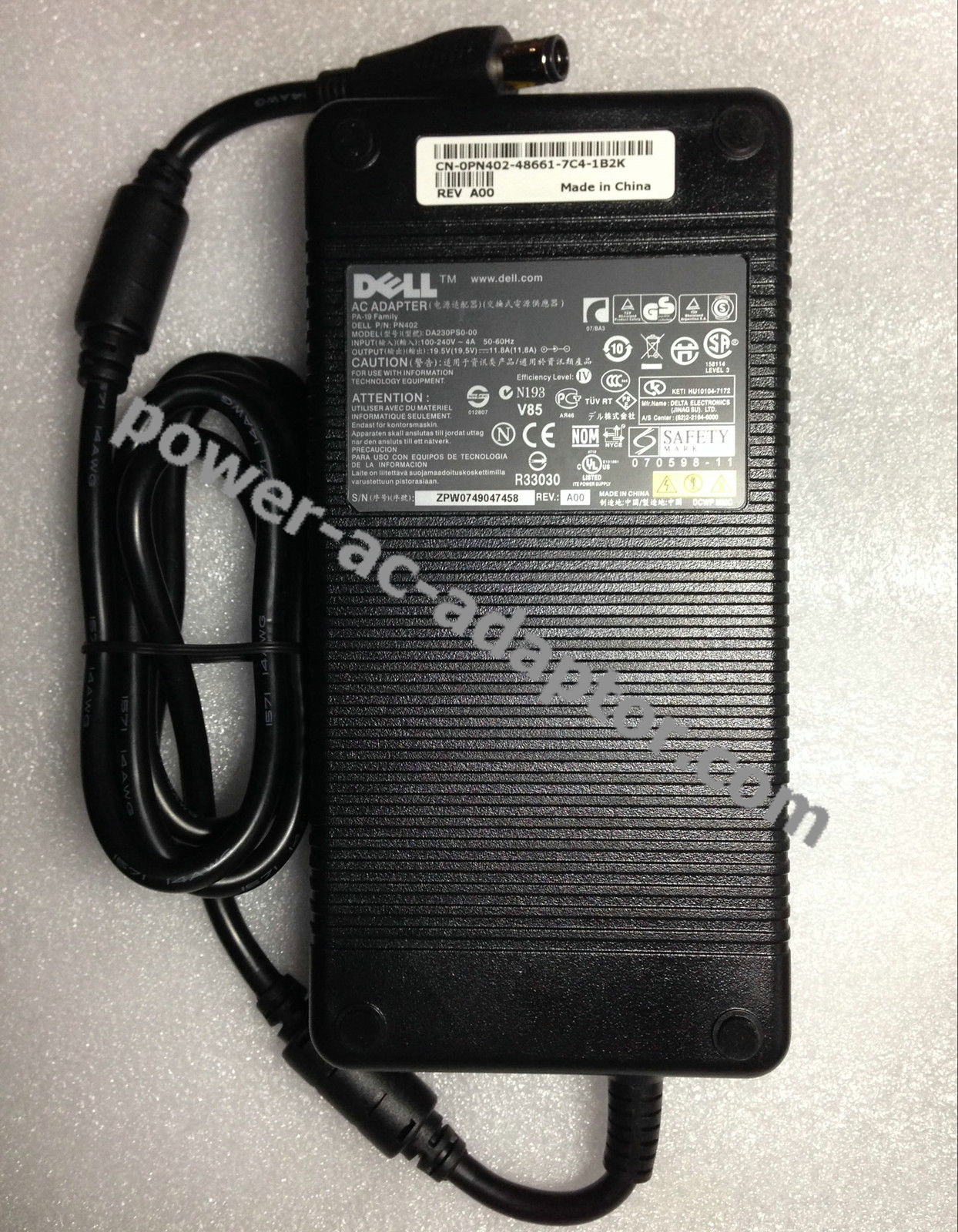 180W Dell 074X5J M1730 AC Adapter Charger 19.5V 9.23A
