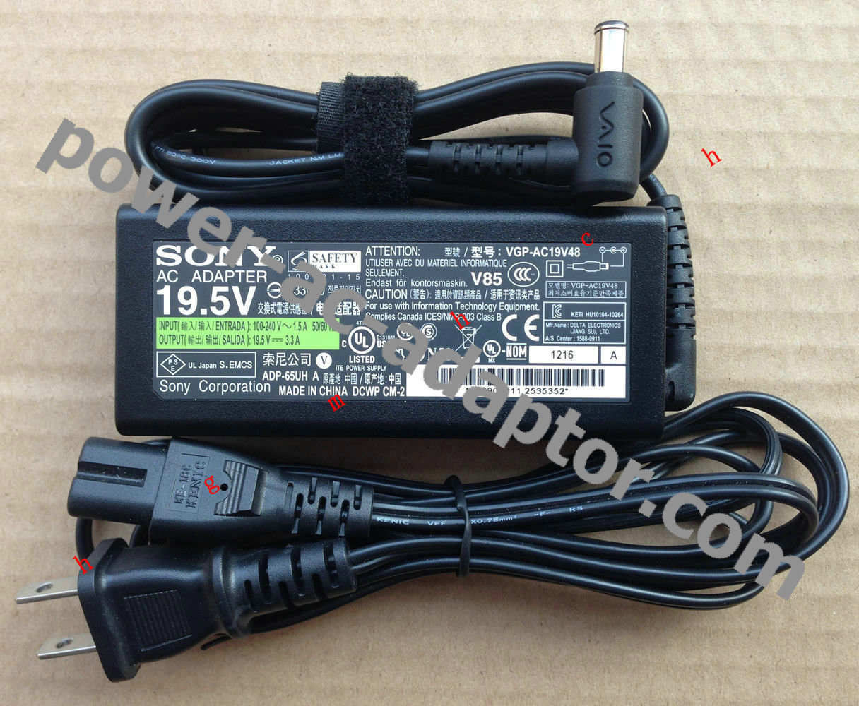 Original 65W Sony VGP-AC19V44 19.5V 3.3A AC Adapter Charger