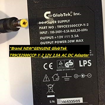 *Brand NEW*GENUINE GlobTek TR9CE2500CCP-Y-2 12V 2.5A AC DC Adapter POWER SUPPLY
