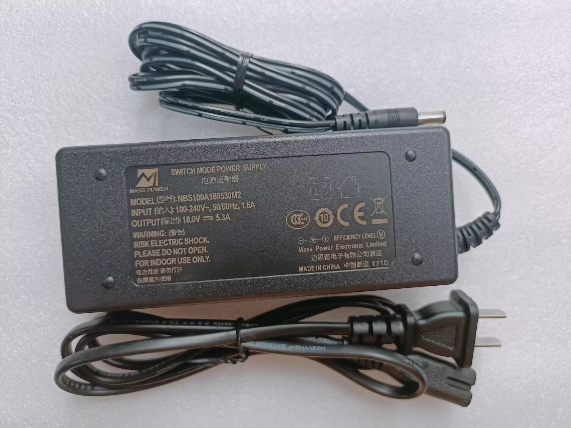 *Brand NEW*AC100-240V 50/60Hz 18V 5.3A AC DC ADAPTHE MASS POWER NBS100A180530M2 POWER Supply