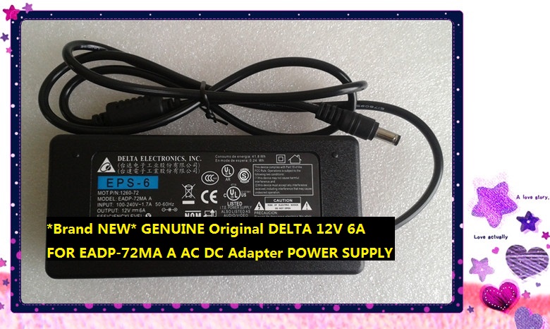 *Brand NEW* GENUINE Original DELTA 12V 6A FOR EADP-72MA A AC DC Adapter POWER SUPPLY